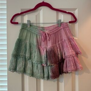 Pink and Green Tiered Skort